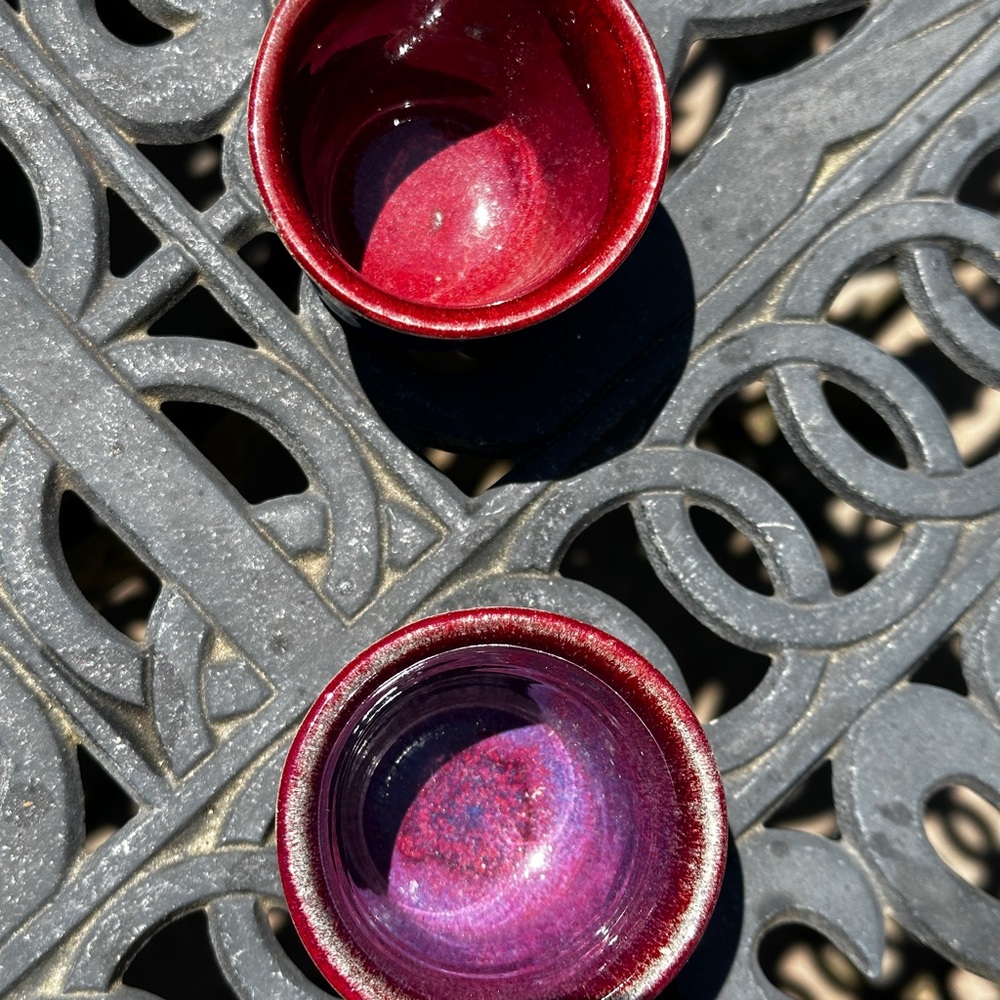 Signed Stuart pottery.  Set of 2 tumblers and 2 tealight holders. - Picture 6 of 13